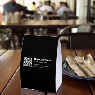 Plaque De Table Code QR personnalisé & Texte rétro-moderne modifia