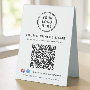 Plaque De Table Code QR Réseaux Sociaux Logo Entreprise