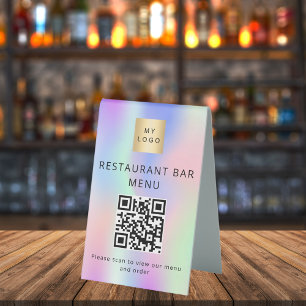 Plaque De Table Code QR restaurant café bar menu scanne holographi