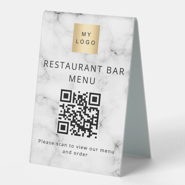Plaque De Table Code QR restaurant café bar menu scanner logo marb (Recto)