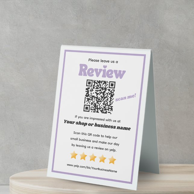 Plaque De Table Code QR rétro 'laissez-nous un commentaire' YELP v (Créateur téléchargé)
