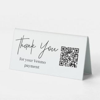 Plaque De Table Code QR Scan to Pay Venmo Table Top Sign