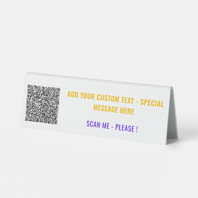 Plaque De Table Code QR Tableau Texte personnalisé Tente Panneau C (Verso)