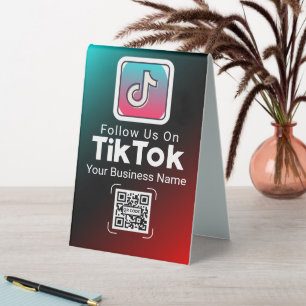 Plaque De Table Code QR TikTok dégradé Nom de l'entreprise Suivez-