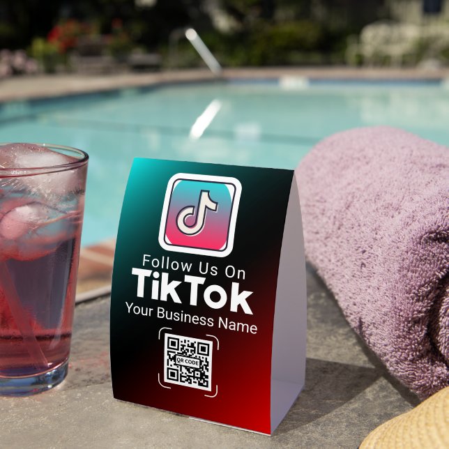 Plaque De Table Code QR TikTok Lumineux Nom de l'entreprise Suivez (InVersositu (sur table))