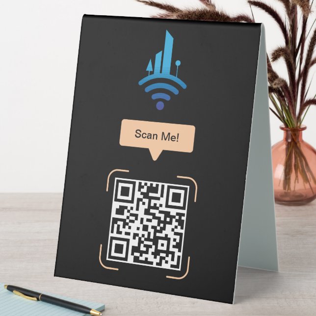Plaque De Table Code QR Wi-Fi gratuit simple (En SItu (Tableau))