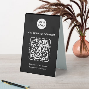 Plaque De Table Code QR Wifi   Logo d'entreprise Scannez pour vous
