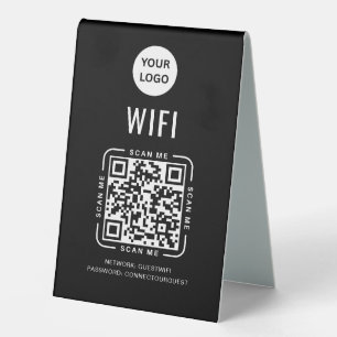 Plaque De Table Code QR Wifi   Logo Entreprise Scannez pour vous c