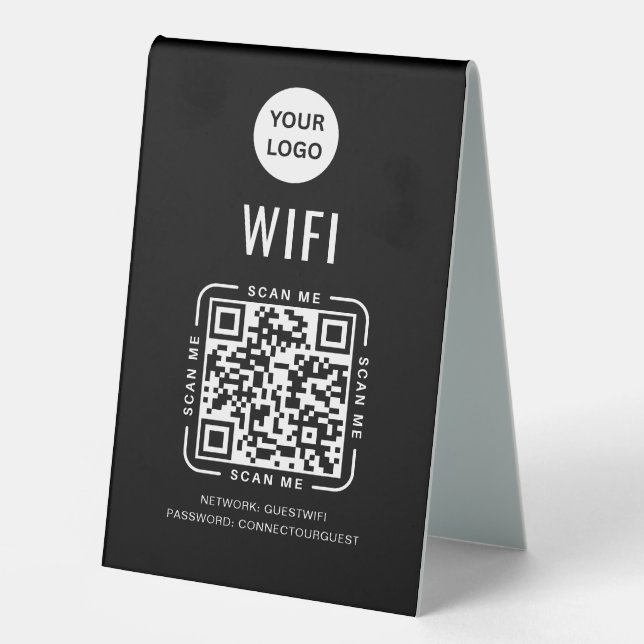 Plaque De Table Code QR Wifi | Logo Entreprise Scannez pour vous c (Recto)