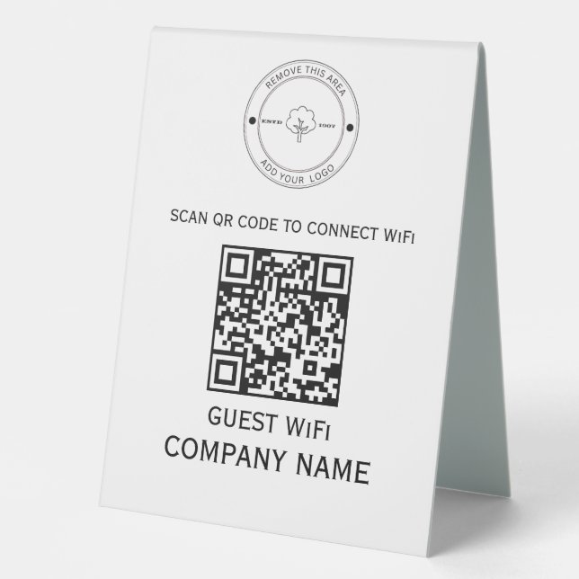 Plaque De Table Code QR Wifi Mot de passe et nom de réseau Blanc (Recto)