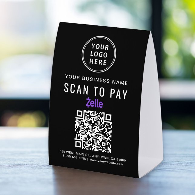 Plaque De Table Code QR Zelle Logo Entreprise Scannez Pour Payer (Créateur téléchargé)