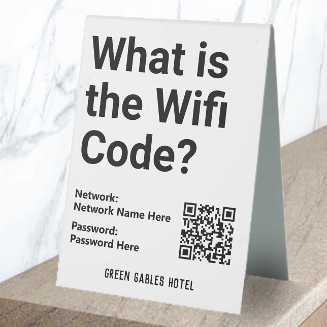 Plaque De Table Code WiFi avec code QR sur un (Créateur téléchargé)