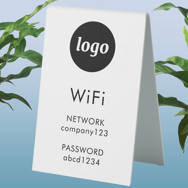 Plaque De Table Code WiFi Logo Entreprise Internet (Simple logo business branding promotional Wifi internet code network password table tent sign)