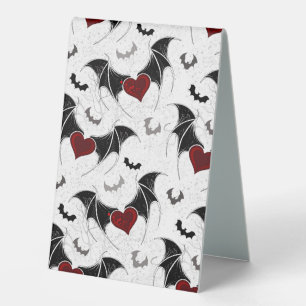 Plaque De Table Coeur d'Halloween avec ailes de chauve-souris noir
