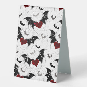 Plaque De Table Cœur d'Halloween avec ailes de chauve-souris noire