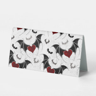 Plaque De Table Cœur d'Halloween avec des ailes de chauve-souris n