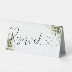 Plaque De Table Cœur floral de verdure écriture réservée