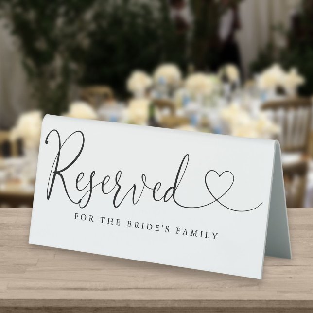 Plaque De Table Cœur noir et blanc écriture mariage réservé (Créateur téléchargé)