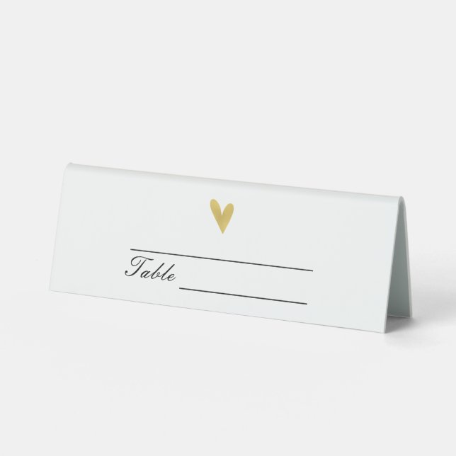 Plaque De Table Coeur Or Élégant Personnalisé (Recto)