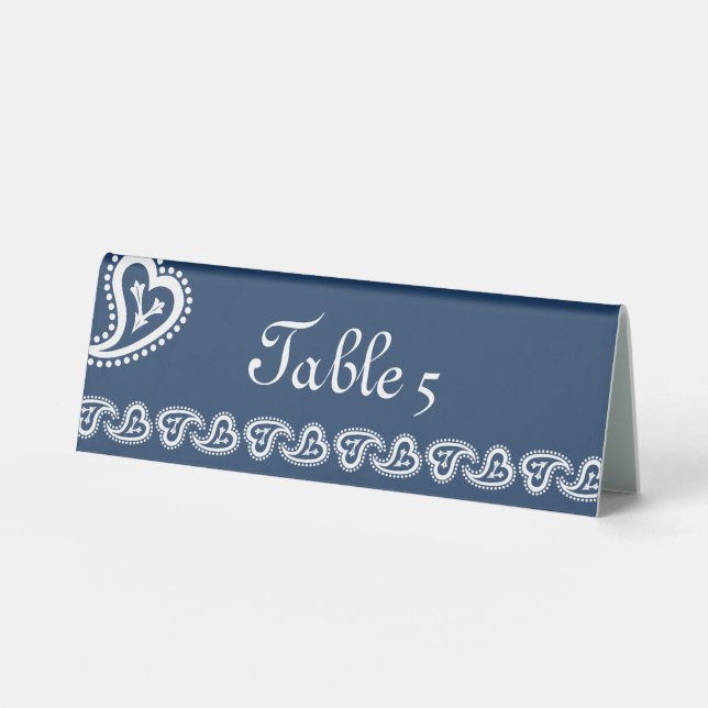 Plaque De Table Cœurs Paisley Doux sur un Panneau de Table Tentati (Recto)