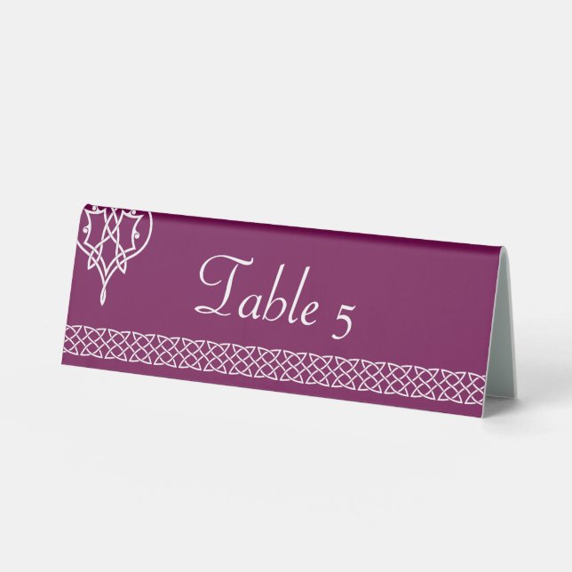 Plaque De Table Cœurs Tissage Celtique dans un panneau de tente de (Recto)