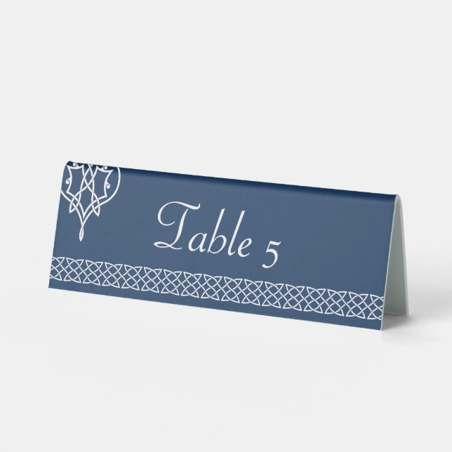 Plaque De Table Cœurs Tissage Celtique sur un Présentoir de Table  (Recto)