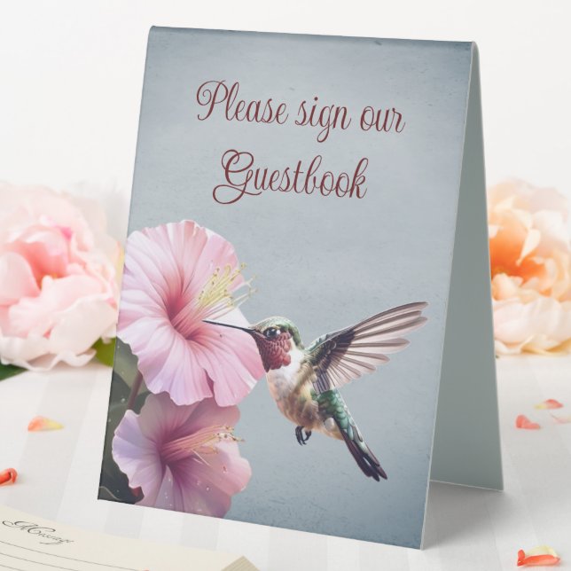 Plaque De Table Colibri et Mariage d'Hibiscus | Bleu (In SItu (Mariage))