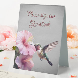 Plaque De Table Colibri et Mariage d'Hibiscus   Gris