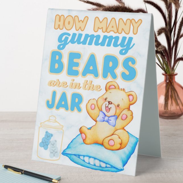 Plaque De Table Combien de Gummy Bears Blue Baby shower Jeu (En SItu (Tableau))
