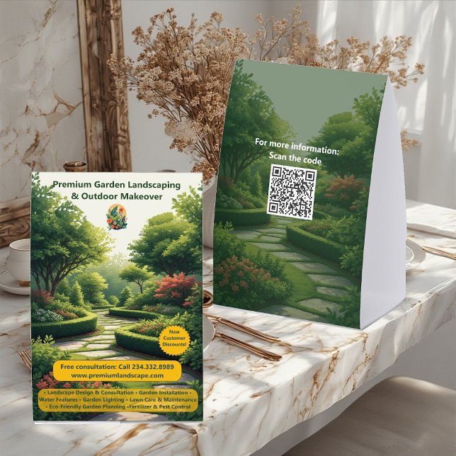 Plaque De Table Conception d'aménagement paysager et consultation  (Garden Installing Landscape Design & Consultation Paper Table Tent)