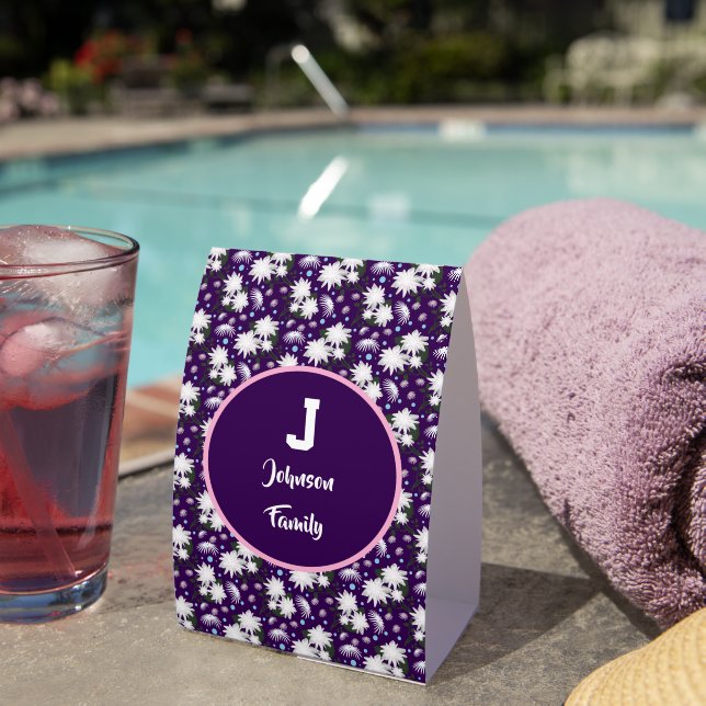 Plaque De Table Conception de cadeau personnalisé de monogramme fl (InVersositu (sur table))