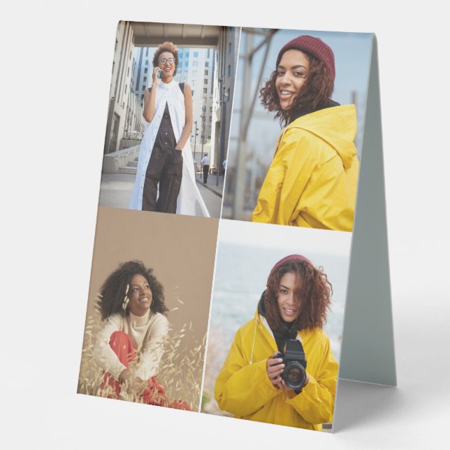 Plaque De Table Concevez votre propre collection de 4 photos (Recto)