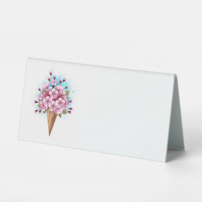 Plaque De Table Cône rose Sakura crème glacée gaufre (Recto)