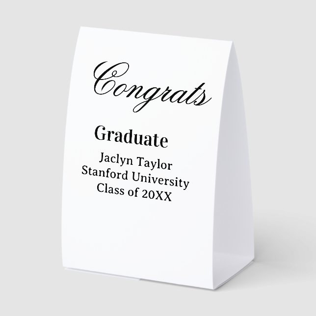 Plaque De Table Congrats graduation name university name class of  (Recto)