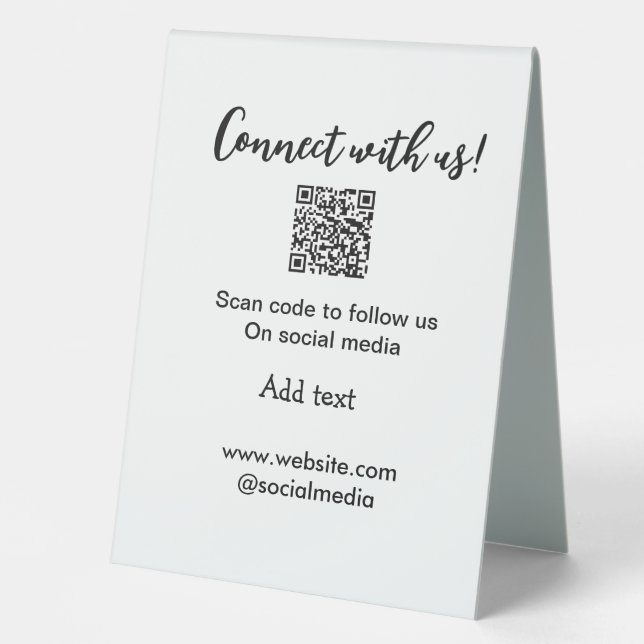 Plaque De Table Connectez-vous avec nous scan QR code ajouter e-ma (Recto)