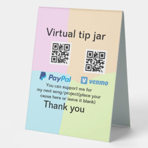 Plaque De Table Conseil virtuel jar q r code argent don PayPal ven