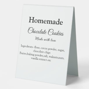 Plaque De Table Cookies au chocolat faits maison avec amour ajoute
