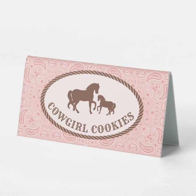 Plaque De Table Cookies de fille | Autocollant ovale du cheval (Recto)