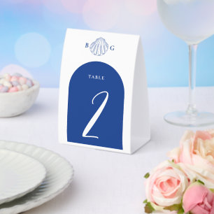 Plaque De Table Coquilles de palourdes bleues Mariage sur la plage