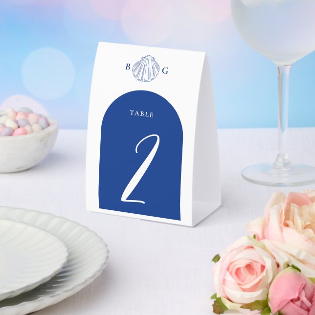 Plaque De Table Coquilles de palourdes bleues Mariage sur la plage (Insitu (mariage))