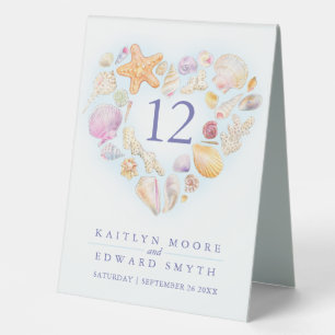 Plaque De Table Coquilles de Starfish coeur aquarelle mariage pers