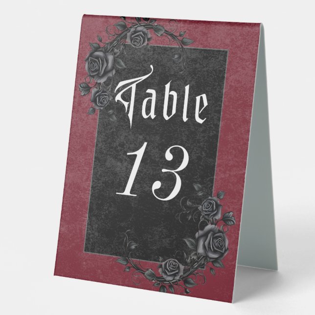 Plaque De Table Corbeau noir gothique et Mariage de vin Rose (Recto)