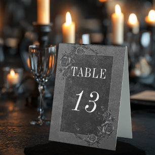 Plaque De Table Corbeau noir gothique et Mariage Rose noir