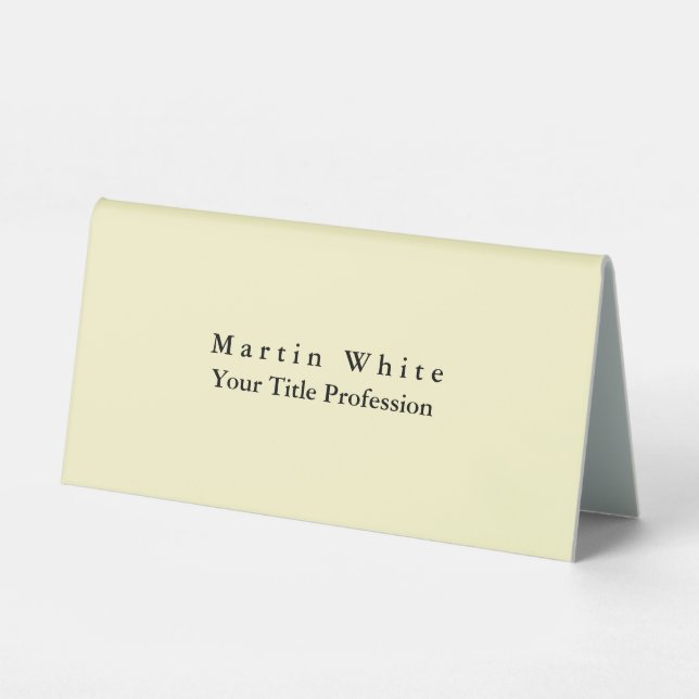 Plaque De Table Couleur crème clair élégant professionnel moderne (Recto)