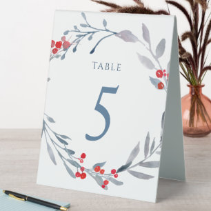 Plaque De Table couronne bleue d'hiver numéro de table cinq