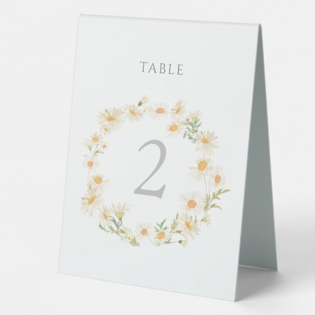 Plaque De Table couronne florale de pâquerettes panneau numéro de  (Verso)