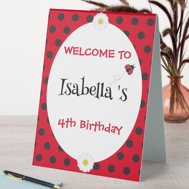Plaque De Table Coute Polka point Ladybug Daisy Flower fête d'anni (En SItu (Tableau))