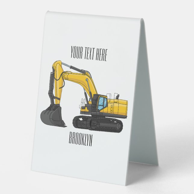Plaque De Table Crawler excavator cartoon illustration (Recto)