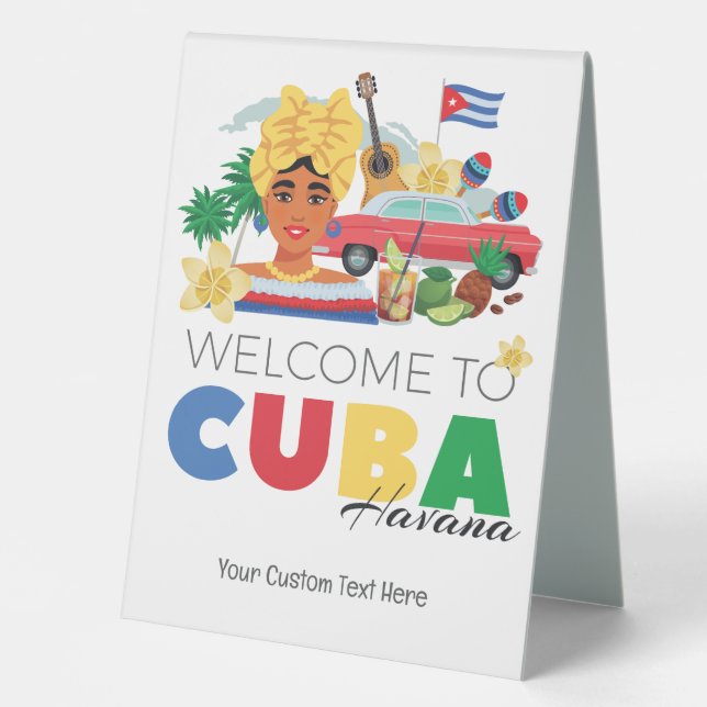 Plaque De Table Cuba Havana Texte personnalisé (Recto)
