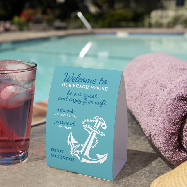 Plaque De Table Custom Beach House Rentals Home Wifi Instructions (InVersositu (sur table))